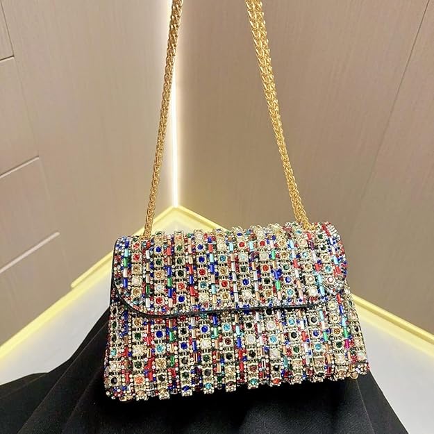 Multicolor Rhinestones Clutch Purses
