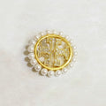 Designer-Inspired Gold & Pearl "CC" Bling Brooch
