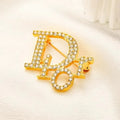 Designer-Inspired Gold & Pearl "CD" Bling Brooch