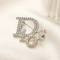 Designer-Inspired Gold & Pearl "CD" Bling Brooch