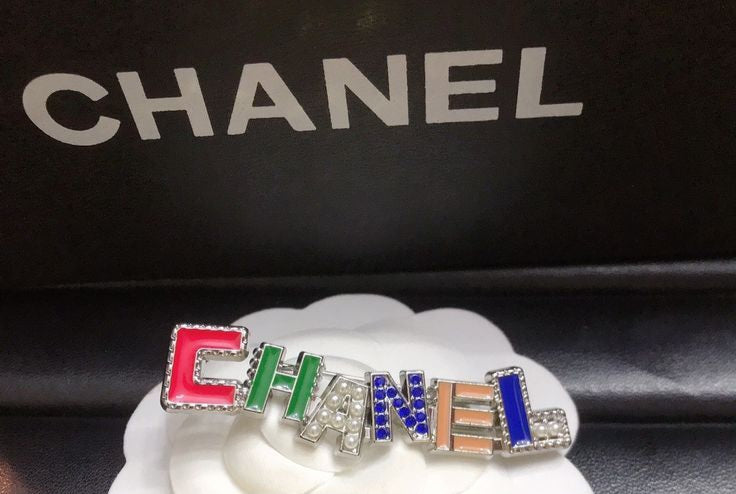 Designer-Inspired Colorful "CC" Bling Brooch