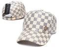 Cream and Grey Checkered Cap