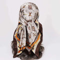 Geometric Monogram Print Scarf with Bold Icon Accents