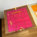 Monogram Silk-Satin Square Scarf in Blush Pink & Espresso