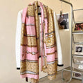Blush & Gold Luxe Monogram Satin Square Scarf