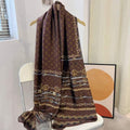 Extra-Long Heritage Monogram Silk Scarf in Signature Brown