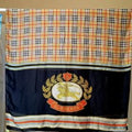 Extra-Long Silk Scarf | Navy & Burnt Orange Plaid