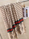 Beige Skinny Scarf with Cherry & Stripe Motif