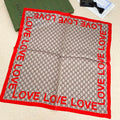 Love Monogram Satin Square Scarf | Beige & Red Heritage Print