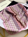 Blush & Cocoa  Monogram Silk Scarf