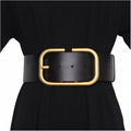 Women's Black Wide Belt with Square Pin Buckle