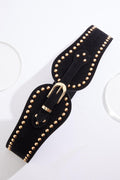 Black and Gold Studded Wide Stretch Belt