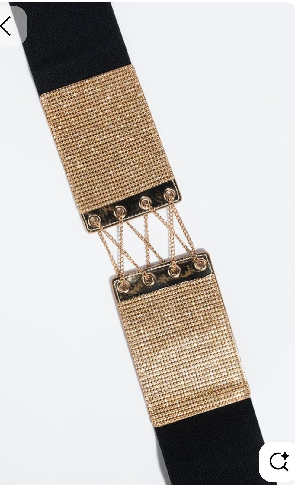 Black and Gold Bling Wide Stretch Belt