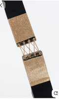 Black and Gold Bling Wide Stretch Belt