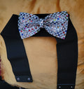 Black and Silver Multicolor Bling Wide Stretch Belt