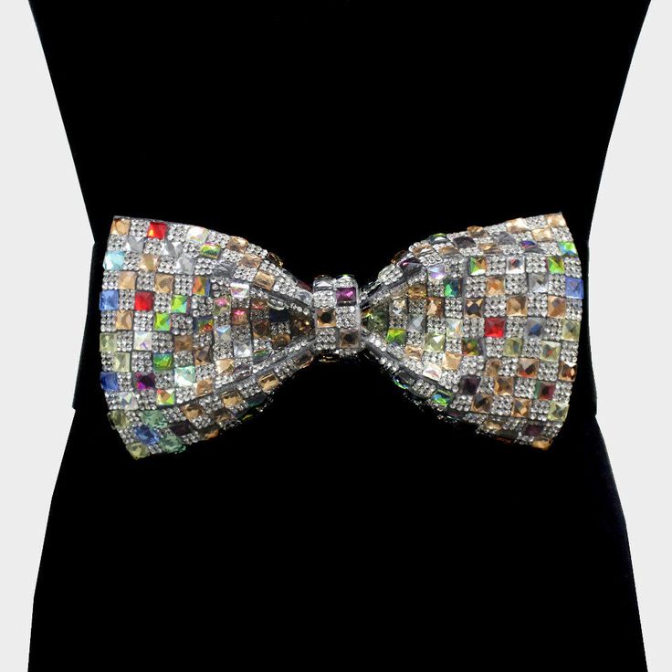 Black and Silver Multicolor Bling Wide Stretch Belt