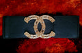 Black Leather Belt with Rose Gold CC Logo
