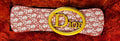 Red Monogram Elastic Stretch Belt with Gold Hardware