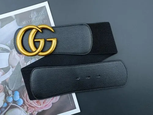 Wide Black GG Inspired Stretch Belt