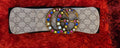Wide Tan Monogram Stretch Belt with Colorful Buckle