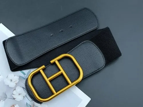 Black and Gold H-Inspired Elastic Stretch Belt