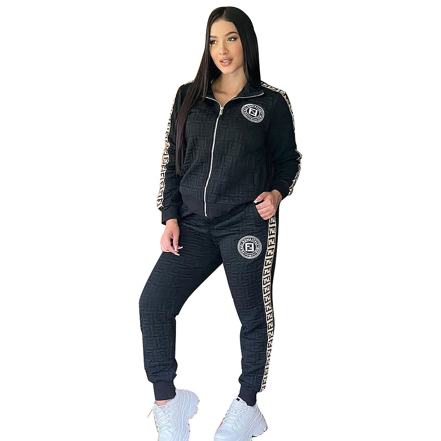 Black FF Monogram Embroidered Tracksuit