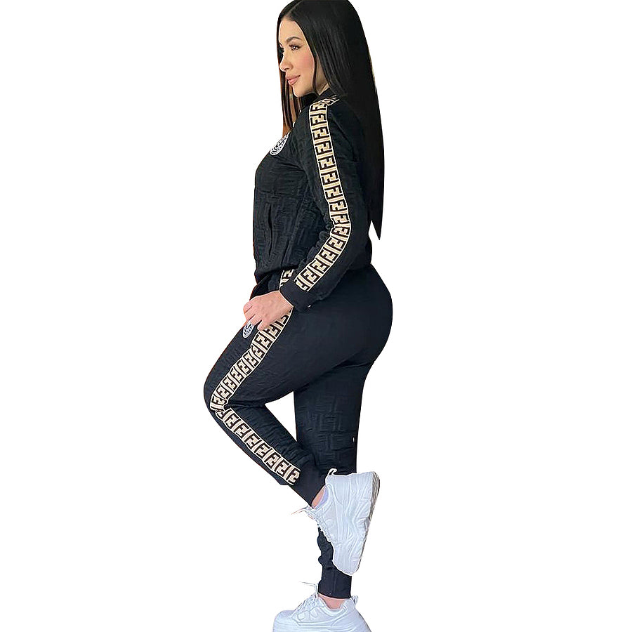 Black FF Monogram Embroidered Tracksuit