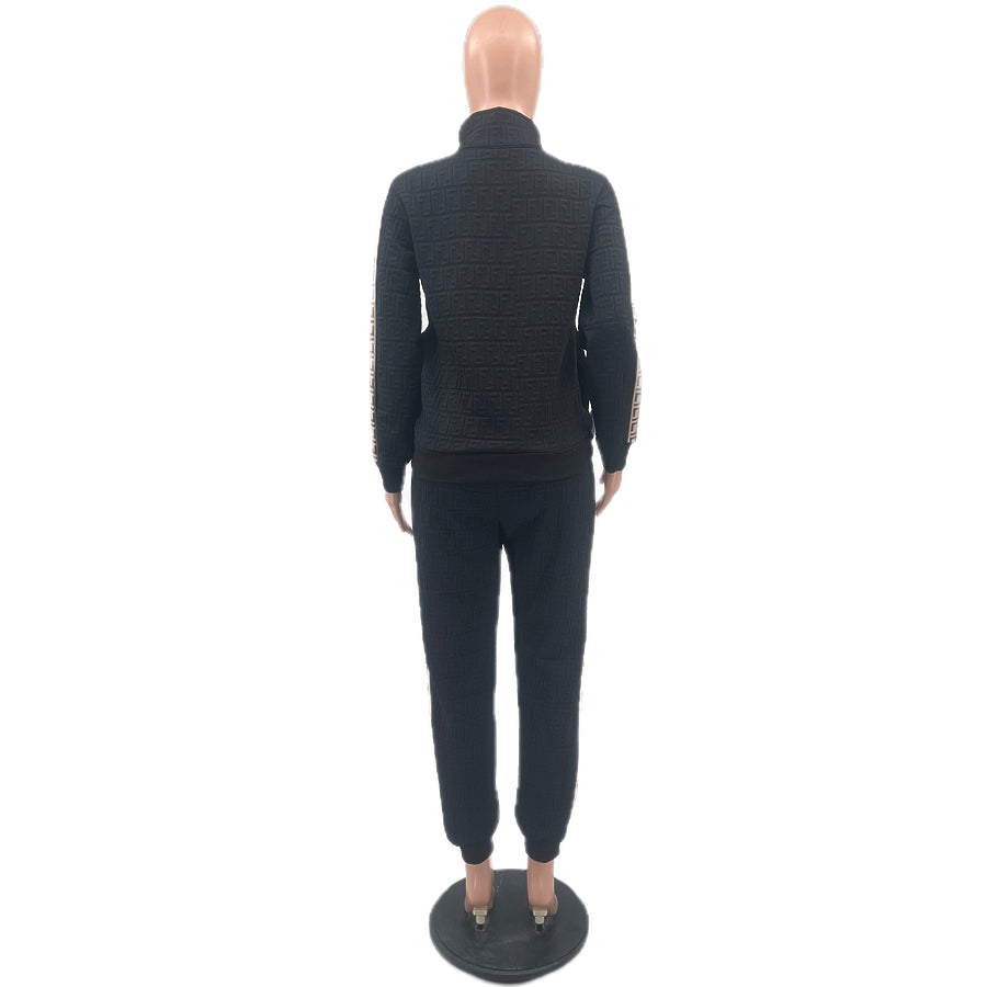 Black FF Monogram Embroidered Tracksuit