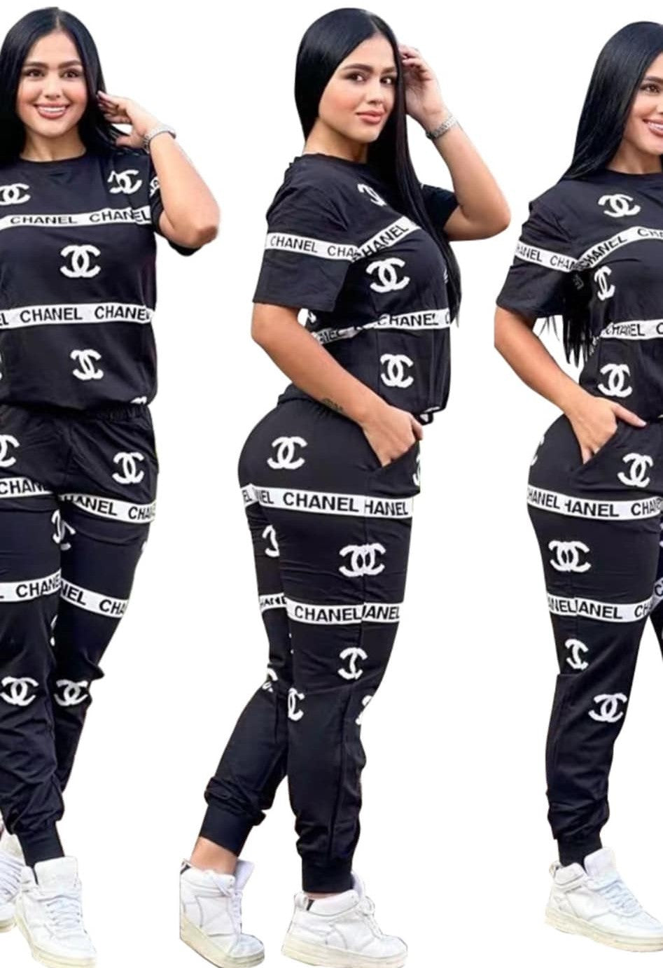 2pc Black and White Polyester pantSet