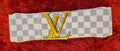 White Checkered Gold Hardware Wide Stretch Belt