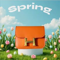 Micro Mini Orange H Leather Purse
