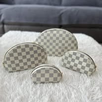 4-Piece "Inspired" White Checkered Multiuse Pouch Set