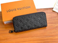 Monogram Black Leather Long Zip Wallet
