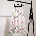 White Multicolor Monogram Pleated Midi Skirt