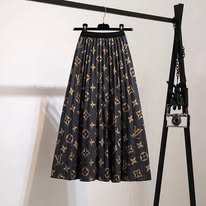 Black and Brown Monogram Midi Skirt