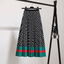 Black  Monogram Pleated Skirt