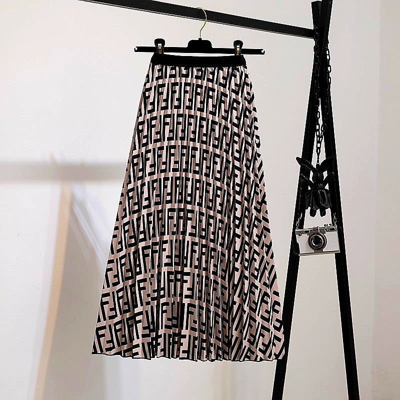 Tan Long Monogram Patterned Skirt