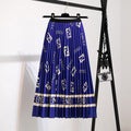 Blue Monogram Pleated Long Skirt