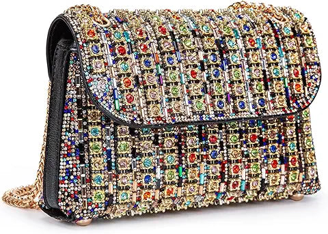 Multicolor Rhinestones Clutch Purses